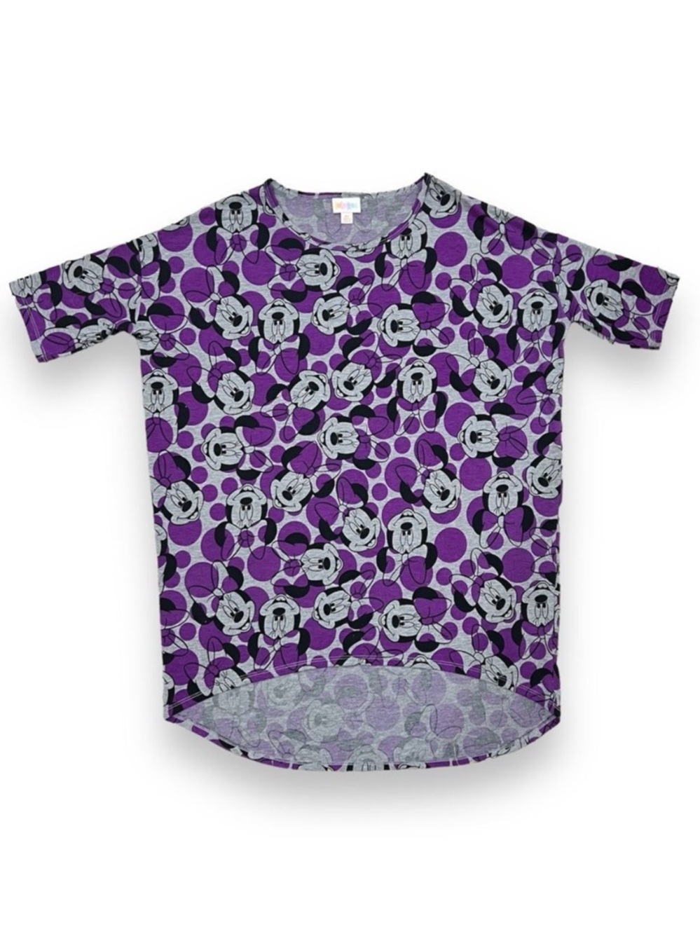 LuLaRoe Irma Minnie Mouse Purple Polka Dot Tunic XS